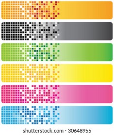 Set of six abstract banners with pixel
