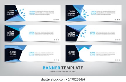 set of six abstract blue web banner templates, vector illustration