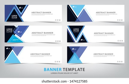 set of six abstract blue web banner templates, vector illustration