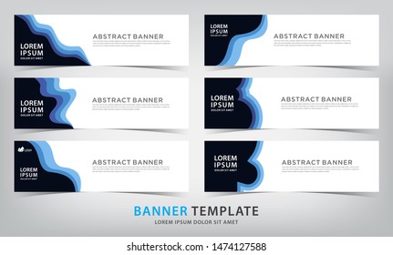 set of six abstract blue web banner templates, vector illustration