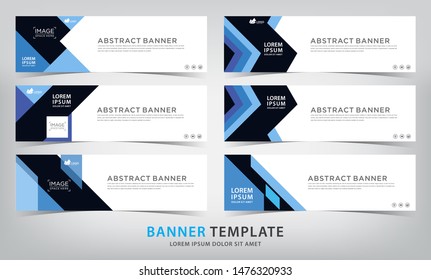 set of six abstract blue web banner templates, vector illustration