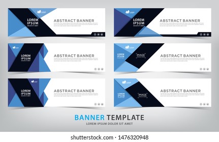 set of six abstract blue web banner templates, vector illustration