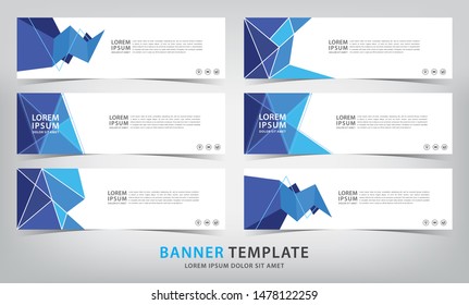 set of six abstract blue web banner templates, vector illustration