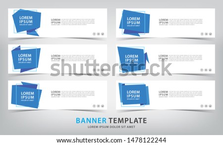 set of six abstract blue web banner templates, vector illustration