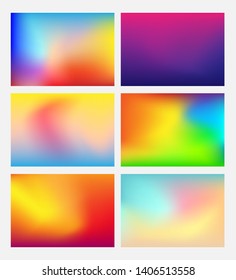 Set Of Six Abstract Colorful Gradient Mesh Background. Vivid And Colorful Smooth Banner Template