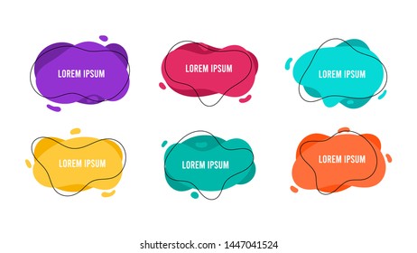 Set of six abstract fluid shape design element. Colorful Liquid banner design template for banner, logo, flyer, presentation and more