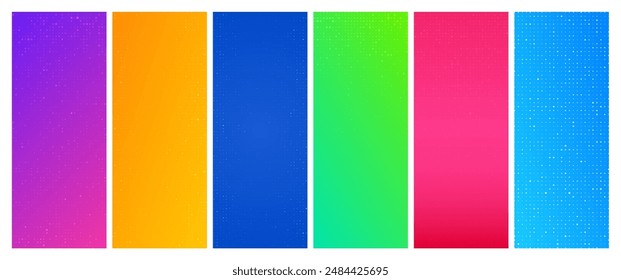 Satz von sechs abstrakten Verlauf geometrischen Hintergründen mit Quadraten. Pixelhintergründe mit leerem Raum. Vektorillustration