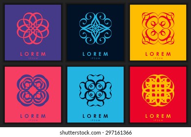 Set of six abstract logo template element for identity business. Vector illustration