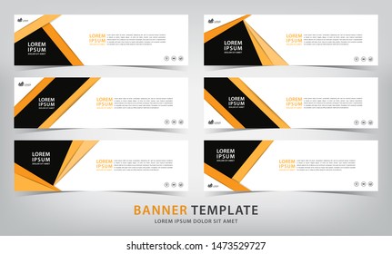 set of six abstract orang web banner templates, vector illustration