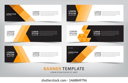 set of six abstract orange web banner templates, vector illustration