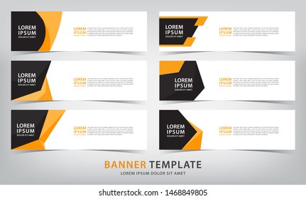 set of six abstract orange web banner templates, vector illustration