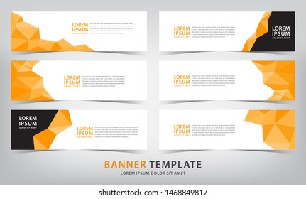 set of six abstract orange web banner templates, vector illustration