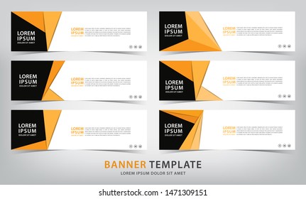 set of six abstract orange web banner templates, vector illustration