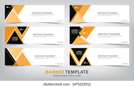 set of six abstract orange web banner templates, vector illustration
