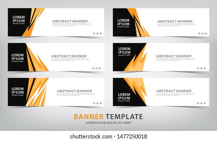 set of six abstract orange web banner templates, vector illustration
