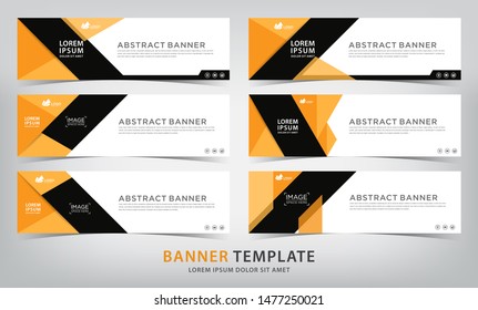 set of six abstract orange web banner templates, vector illustration
