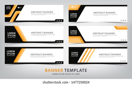set of six abstract orange web banner templates, vector illustration
