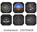 Set of six aircraft avionics instruments. Eps 10 vector illustration 