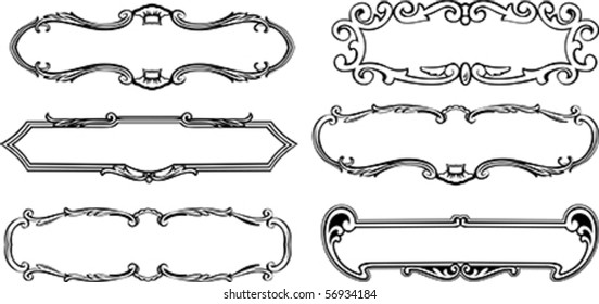 Set Of Six Ancient Ornate Black Frames