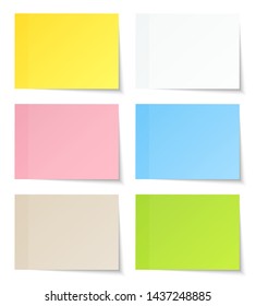 Set Of Six Angled Sticky Notes Color With Shadow