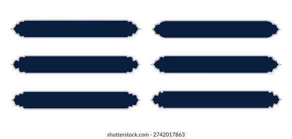 Set of six Arabic ornate blue labels
