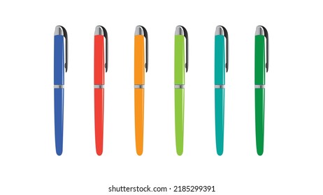 Set of six ballpoint pens vector illustration