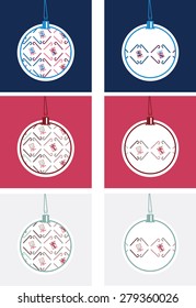 Set of six balls with Christmas ornaments