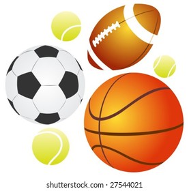 Set from six balls isolated on a white background.