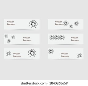 Sechs Banner mit einfachen Blumen.