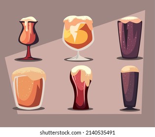 conjunto de seis tazas de cerveza