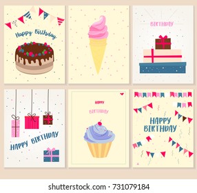 Set of six birthday greeting cards