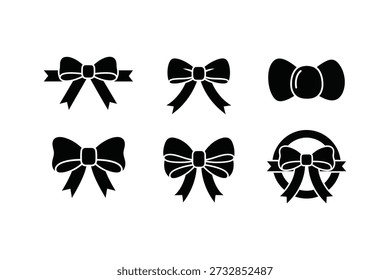 A set of six black bow silhouettes, possibly used for St Patrick's Day decorations or Irish themed accessories.