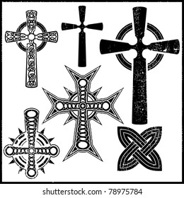 set of six black crosses