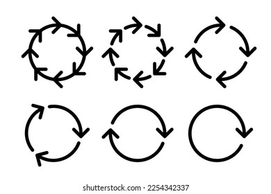 Set Of Six Black Cycle Arrows Vectorart