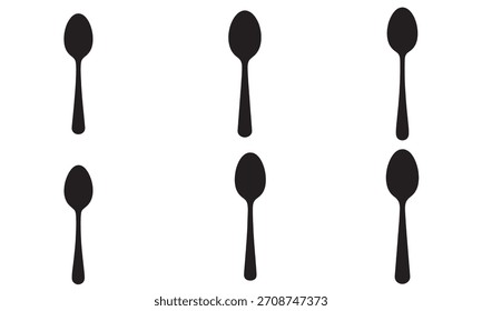 Juego de seis cucharas negras en dos filas para mesa o uso culinario