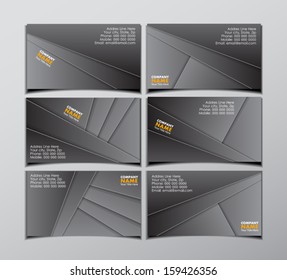 set of six black visit cards
