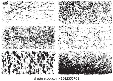 Set of Six Black and White Grunge Textures