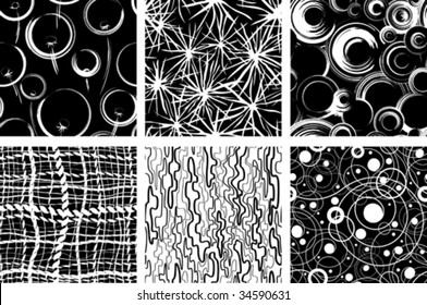 set of six black and white textures