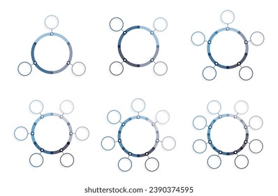 Set of six blank circle diagram templates, business infographics, vector eps10 illustration