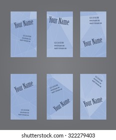 Set of six blue geometric visit cards
