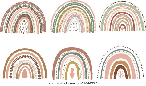set of six boho rainbow designs