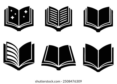 Set of Six Book Vector Illustrations, Clipart, Digital Art