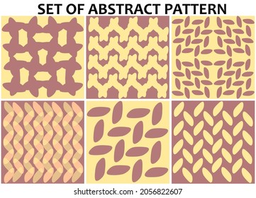 Set of six brown and yellow seamless pattern for fashion or creative design