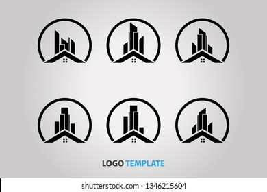 set of six building logo template