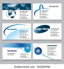 Set of six business cards ready for your text  
