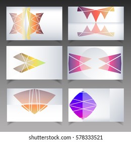 Set of six business cards, separated vector templates for cards,presentations,business cards with modern geometrical design