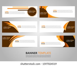 Set six Business Vector abstract orange banner design template. Collection of web banner template. Abstract banner template. can used for header, footer, layout, letterhed, landing page