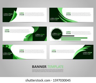 Set six Business Vector abstract green banner design template. Collection of web banner template. Abstract banner template. can used for header, footer, layout, letterhed, landing page