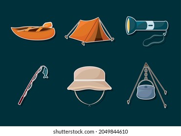 set of six camping icons