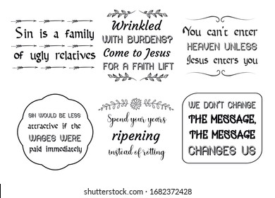 Set of six Christian quotes. Vector illustration
